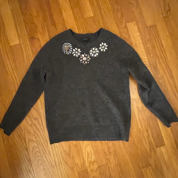 JCrew Jeweled Grey Knit Sweater - Picture 3 of 4